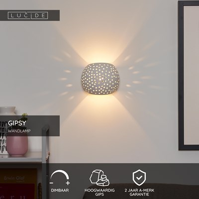 Lucide GIPSY - Wandlamp - 1xG9 - Wit